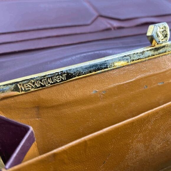Authentic Yves Saint Laurent YSL Brown Leather Long Slim Wallet - Picture 9 of 13